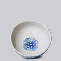 Large Blue and White Porcelain Floral Bowl