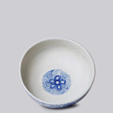 Large Blue and White Porcelain Floral Bowl